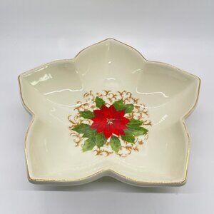Star Shaped Poinsettia Dish Bowl Essex Mfg Christmas Holiday's Candy Nut Decor